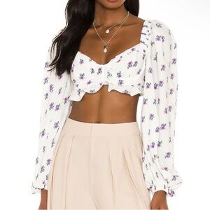 For Love & Lemons Viola Cropped Floral Top
